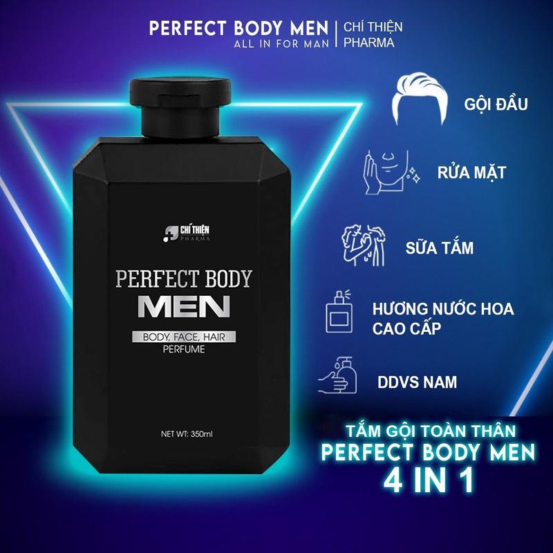 Dầu gội sữa tắm nam 4in1 Perfect Body Men- Chí Thiện hương nước hoa nam cao cấp 350ml Không chứa cồn Collagen Khử Mùi Hôi Dưỡng Thể Massage chăm sóc cơ thể nam giới