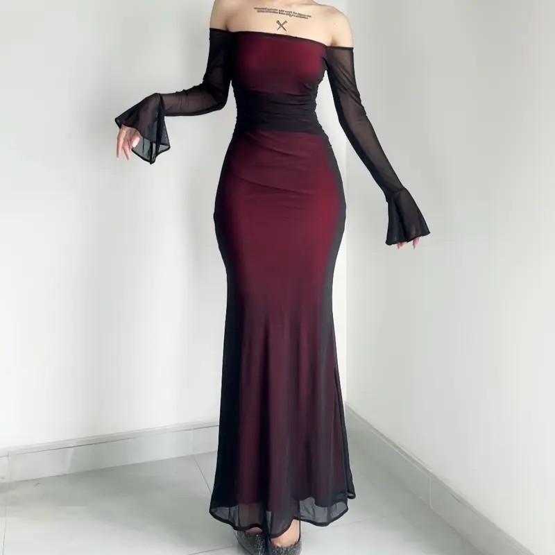Đầm body nữ đuôi cá trễ vai tay loe đi tiệc sang chảnh Lolystore women dress HL9 4