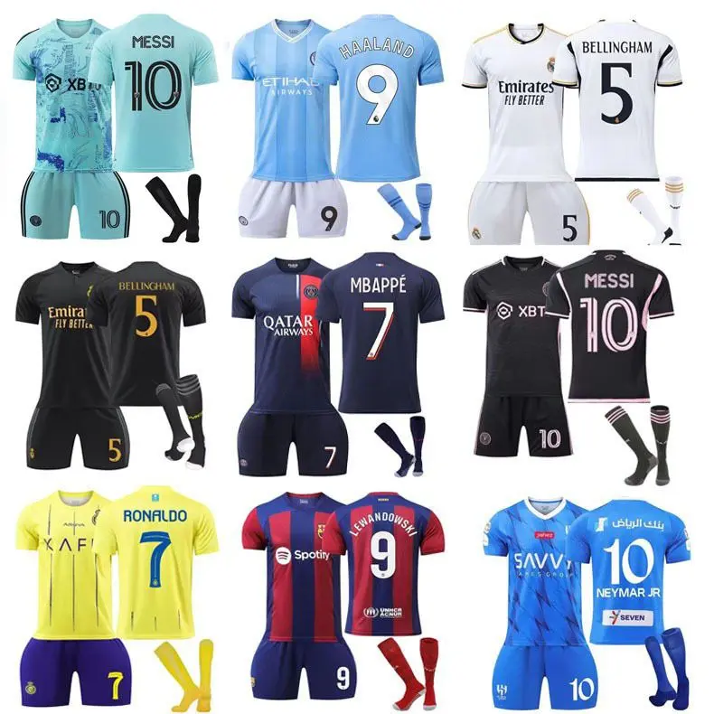 [Uhome]Kid Adult Soccer Jersey Paris Real Madrid Barcelona Manchester City Riyadh Miami Jersey No.10 Messi Children's & Men's Football Suit with Sock