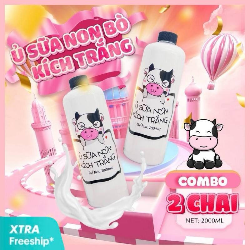 S203 - COMBO 2 CHAI Ủ SỮA NON BÒ HỖ TRỢ LÀM TRẮNG 1000MLx2 Dưỡng Da Body