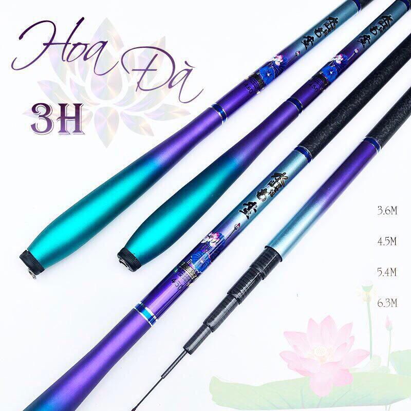 Cần câu tay carbon Hoa ĐÀ độ cứng 3H siêu nhẹ, câu đơn câu đài  chất liệu carbon 0