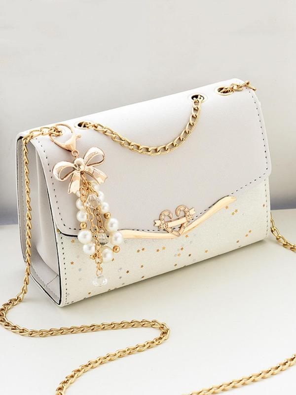Women's Fashionable Bowknot Decorated Shoulder Bag,  Elegant Solid Color Crossbody Bag for Daily Used, Casual Trendy Versatile High-quality Daily Commuting Bag 7