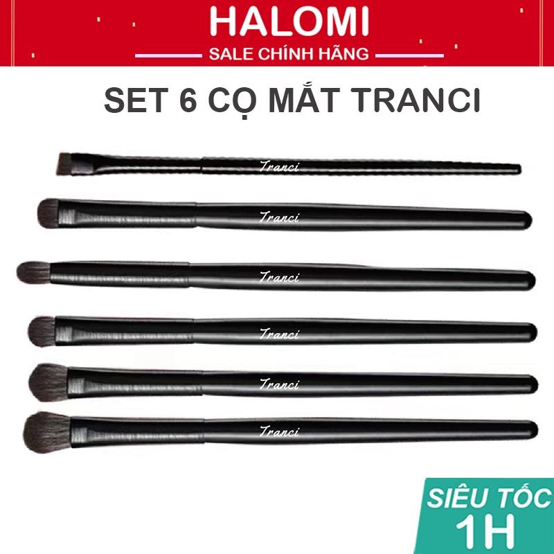 Set 6 cọ mắt Tranci siêu mềm dễ tán kèm bao da chuyên dùng cho makeup chính hãng cao cấp Mỹ Phẩm Trang Điểm Cosmetic Nữ