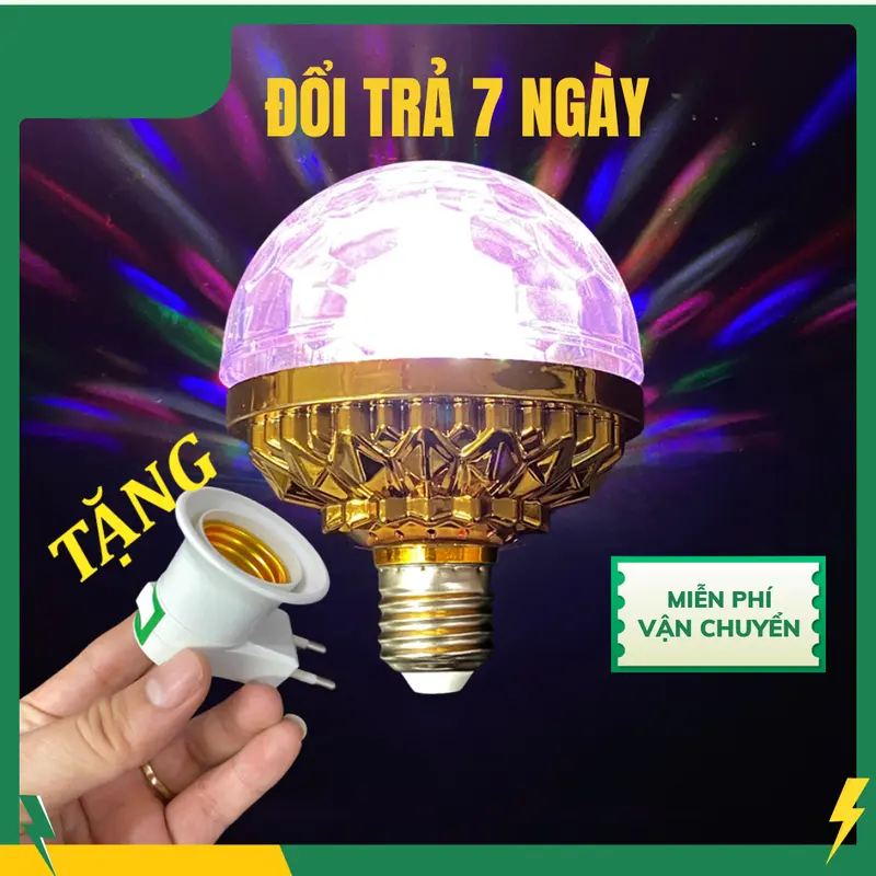 [TẶNG ĐUI CẮM E27] Bóng đèn xoay hiệu ứng màu sắc siêu đẹp mắt - phù hợp mọi không gian 0
