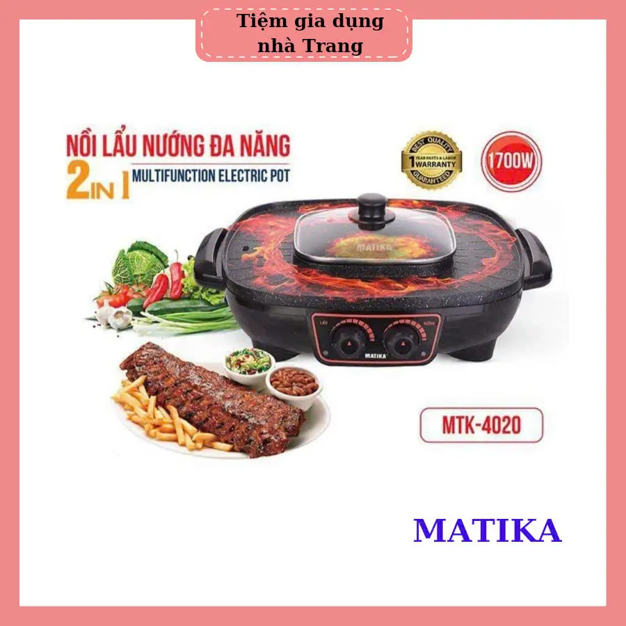 BẾP LẨU NƯỚNG ĐA NĂNG MATIKA 2 TRONG 1 SIZE40 BH 12 THÁNG Nồi Điện Nồi Lẩu Nồi Lẩu Điện Nấu Ăn