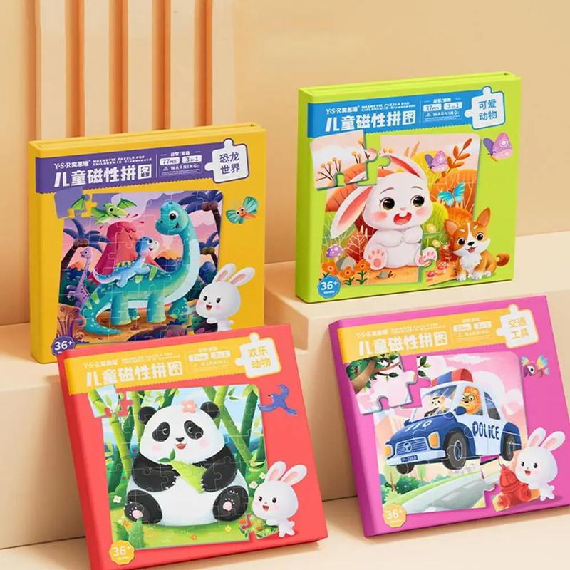Product Introduction of การ์ตูนปริศนาแม่เหล็กของเล่นที่มีสีสันปริศนาหนังสือ hadiah วันเกิดเด็กของเล่นสัตว์ต่างๆการศึกษาการจราจรเครื่องมือ 4