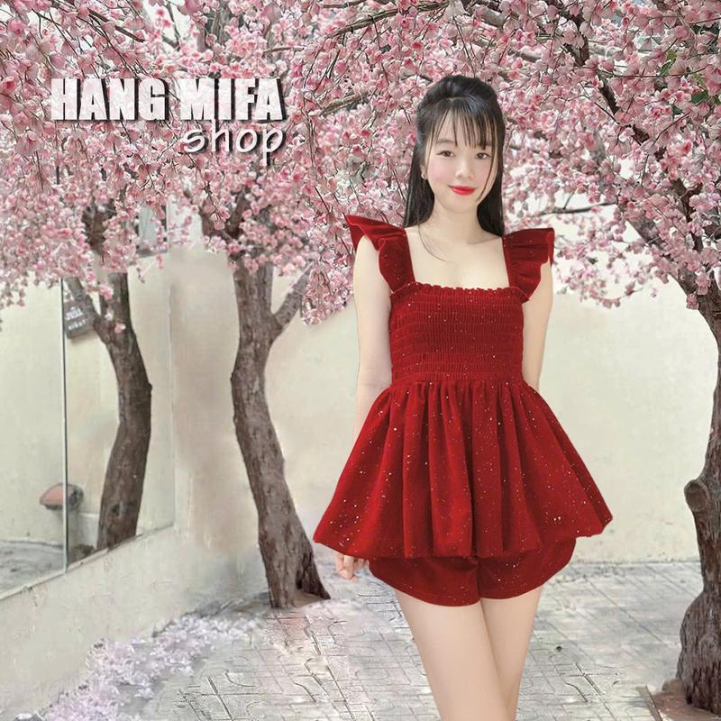 Product Introduction of S5 - Áo Bí Tay Cánh Tiên Chất Nhung Kèm Quần Có Túi Cho Nữ 38