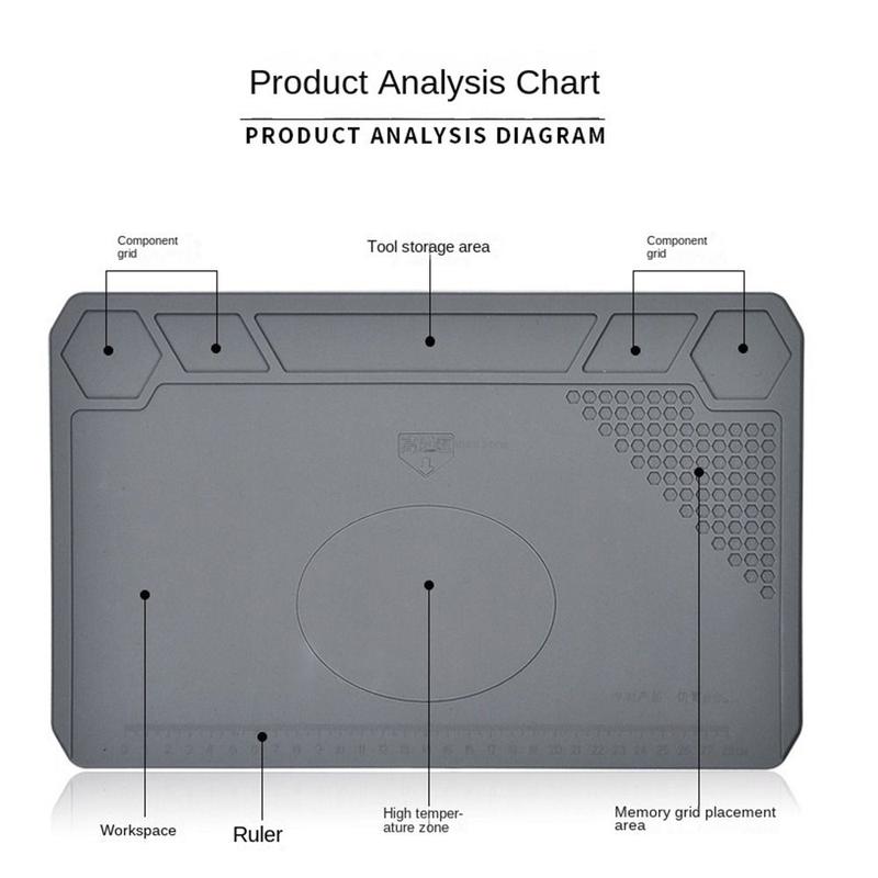 Temperature Resistant Heat Insulation Soldering Mat Heat Resistant Silicone Repair Pad Desk Platform ESD Working Pad Computer 6