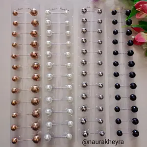 3 pc Tuspin hijab mutiara warna hitam putih  silver gold