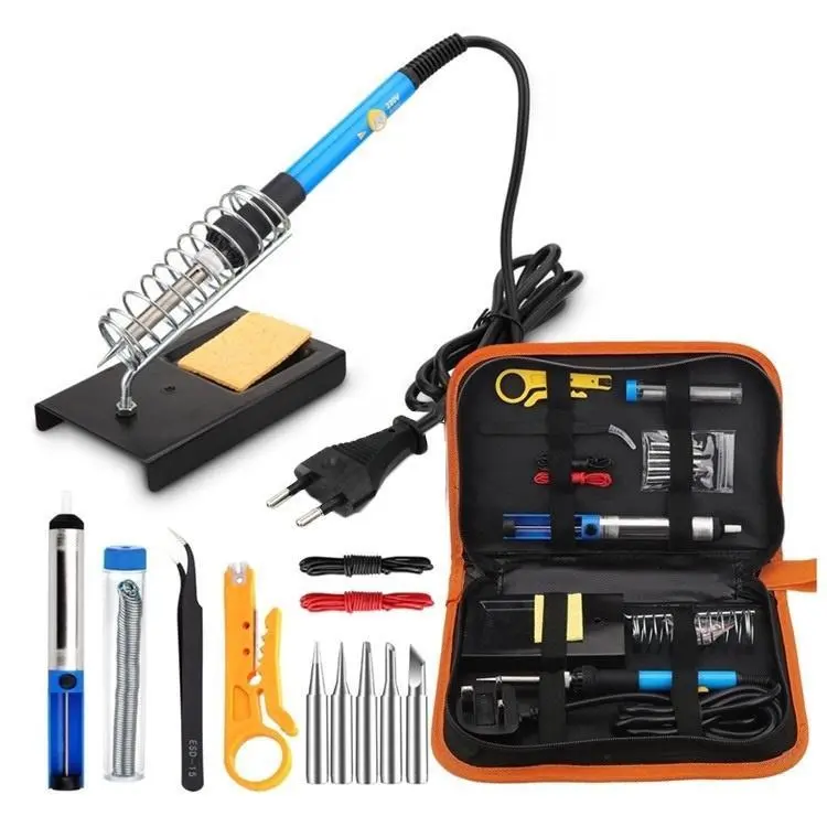 Set Solder Listrik Lengkap dengan Multimeter Iron Tool Kit 220V 60W/Solder Listrik Murah Paket Penyedot Penghisap Timah Set Kit Lengkap Komplit Station
