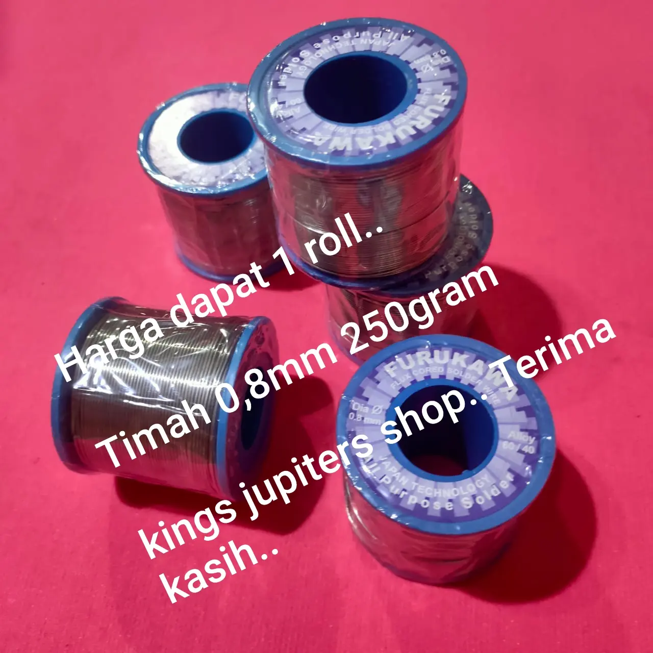 250GRAM TIMAH SOLDER 0,8MM 1MM 1,2MM 250GR ( merk FURUKAWA ) atau ( MINYAK OIL 40 GRAM ) 0,8 1 1,2 MM WIRE FLUX CORE TIN TINOL TENOL