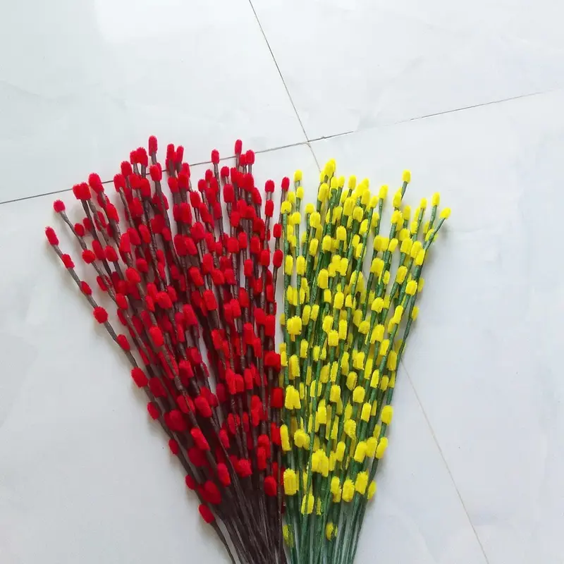 NỤ TẦM XUÂN làm sẵn bằng kẽm nhung, Hoa nụ tầm xuân trang trí tết Decor Decor Phòng 0
