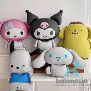 Balon Foil pesta Karakter Sanrio Melody Kuromi Cinnamoroll