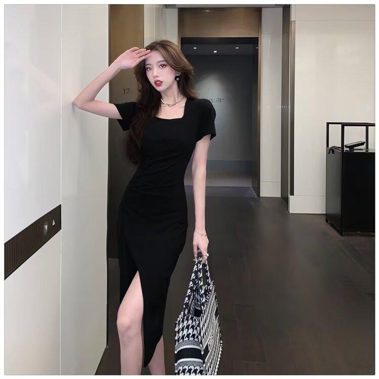 Product Introduction of Fashion Women's Clothing Short Sleeve Dress Feminine Outfit 2021 New Summer Season Slimming Elegant Mid-Length Fashion 25
