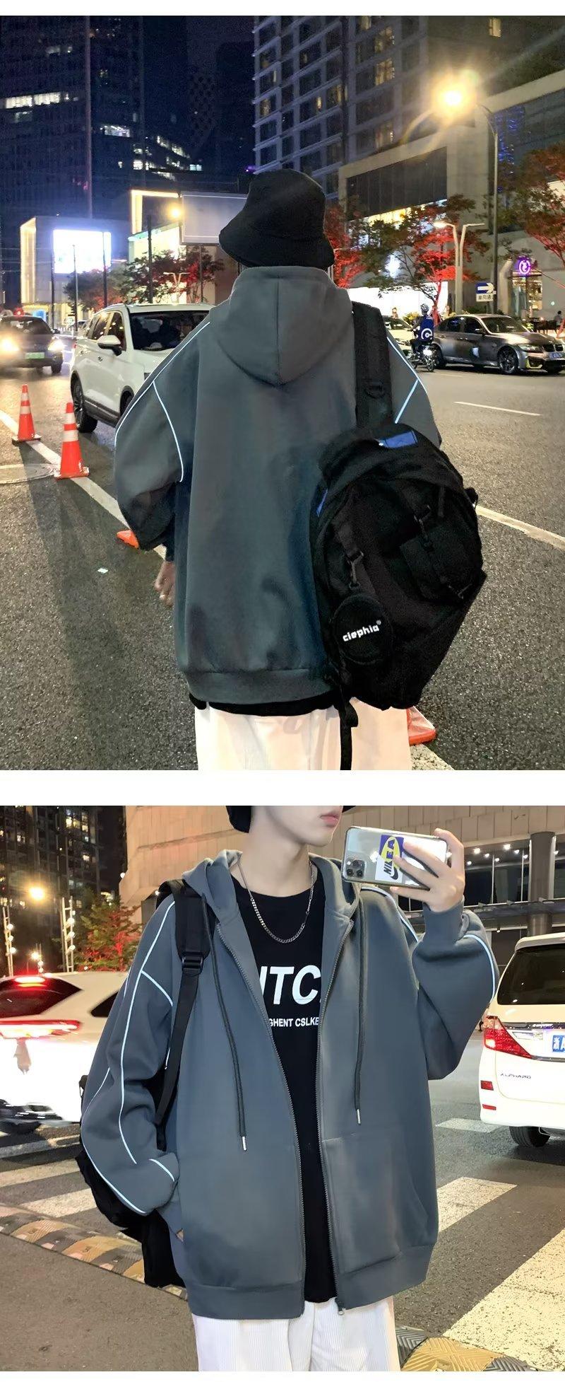 Product Introduction of Sweater 2024 New Fashion Brand Ins Youth Oversize Niche High Street Cardigan Hooded Coat Hoodie Menswear Sweatshirts Tops Lingerie 3