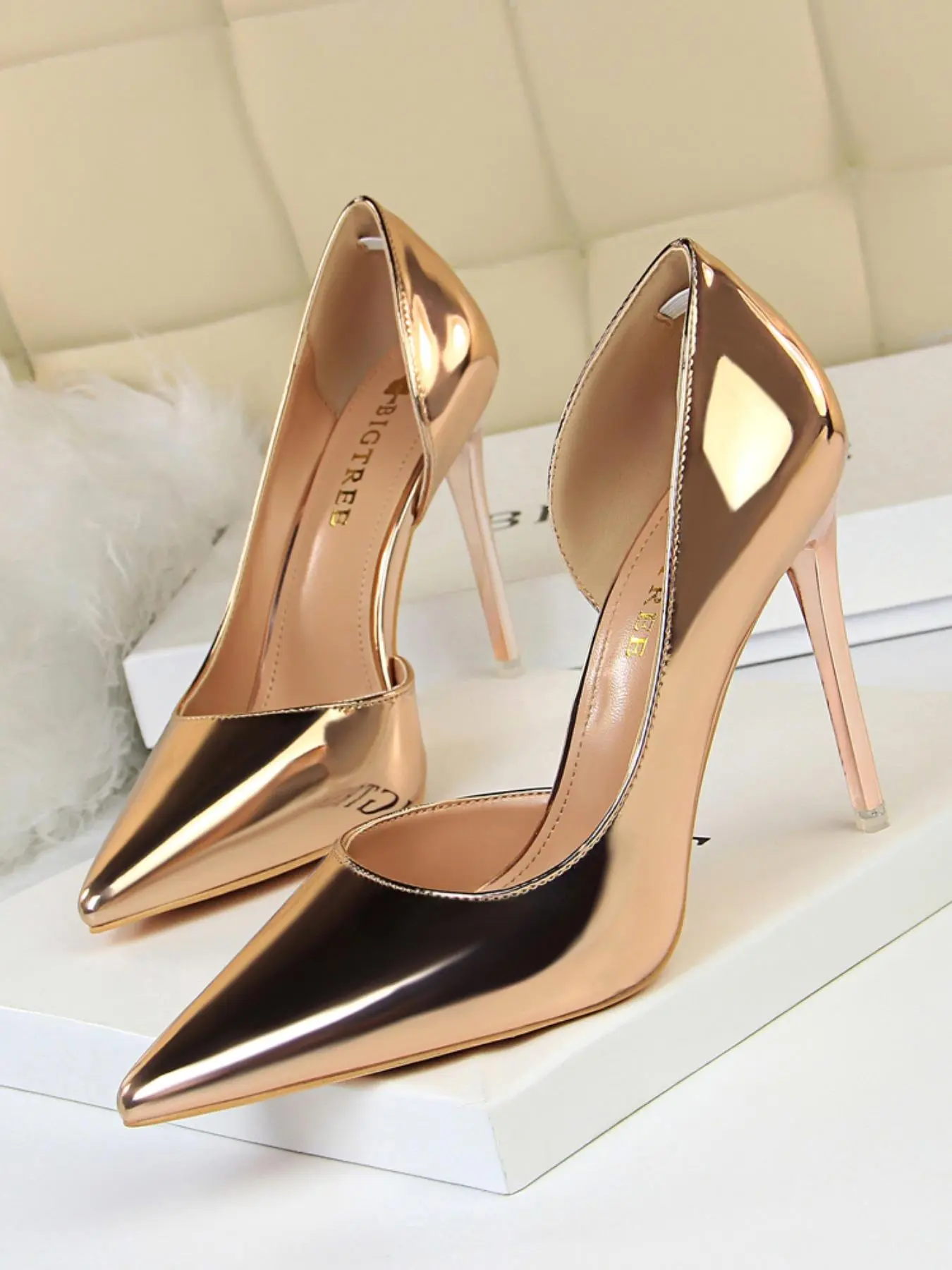 Women's Fashionable Metallic Stiletto Heels, Elegant Stylish Pointed Toe High Heels for Party, Daily Clothing Decor, Shoes for Women & Girls, Footwear