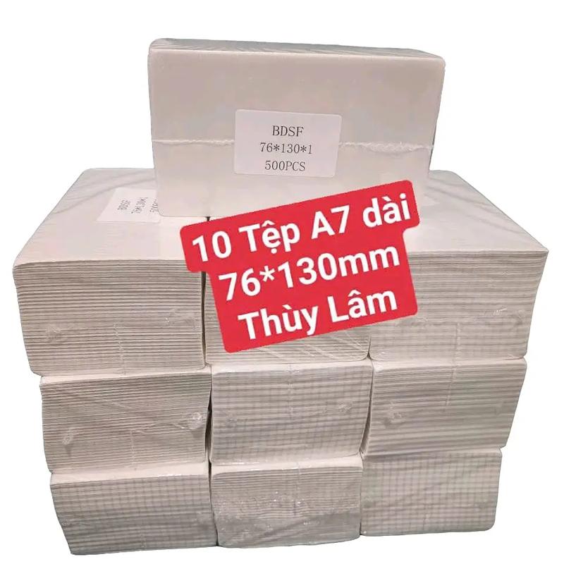 [THÙY LÂM] 10 TỆP Giấy in nhiệt A7 dài khổ 76*130mm, TỆP 500 tem. Giấy in nhiệt có keo bóc dán, In vận đơn gửi hàng