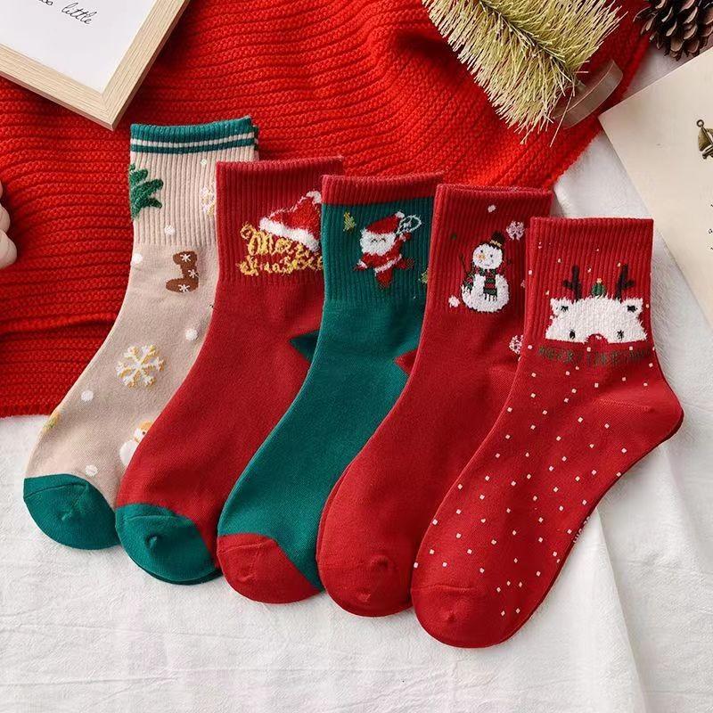 Combo 10 đôi tất noel cổ cao Phong Cách Giáng Sinh Ông Gìa Noel 5
