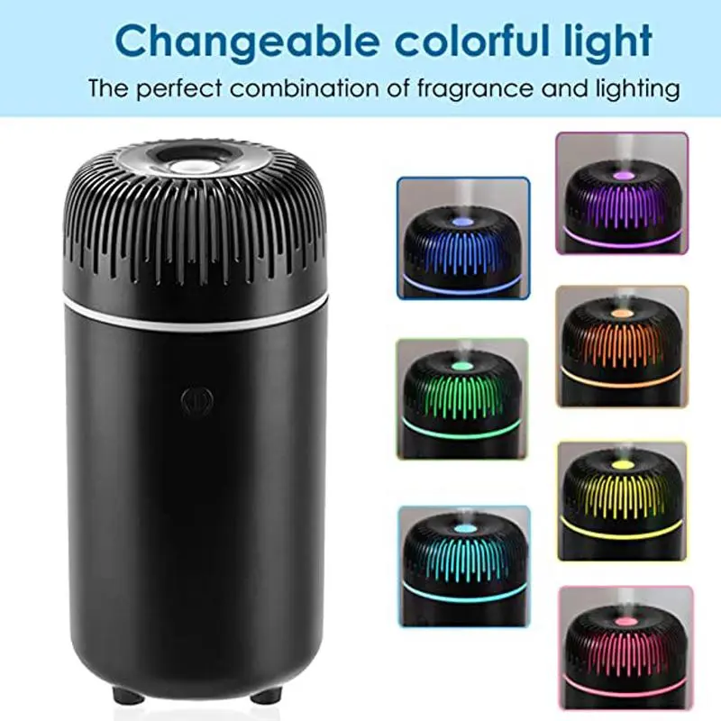 Car Air Freshener, USB Powered Car Aromatherapy Diffuser, 7 Color Changing Night Light Air Humidifier, Universal Car Accessories 7