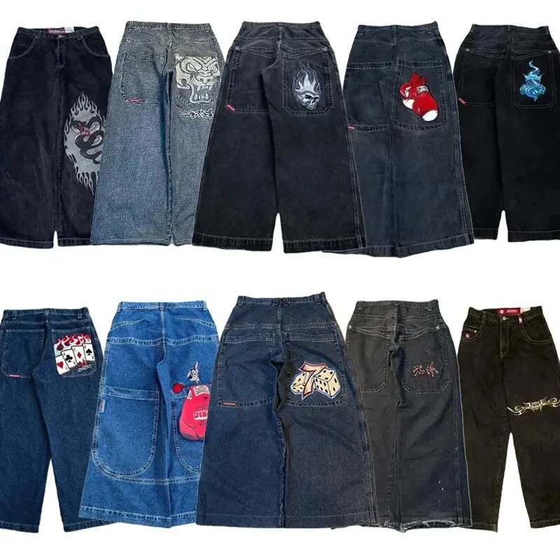 Jnco Wide Leg Jeans Men's Y2g Hip Hop Harajuku High Quality Street Casual Loose Pants