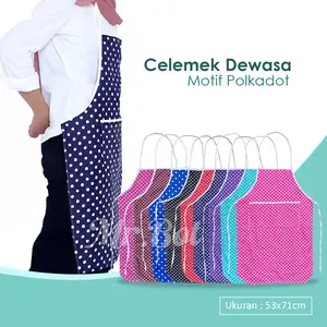 Celemek Masak Dewasa Murah Motif Polkadot Halus & Lembut