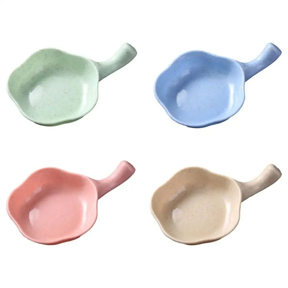 New Wheat Straw Condiment Dish Easy to Clean Kitchen Supplies Condiment Container with Handle Seasoning Bowl