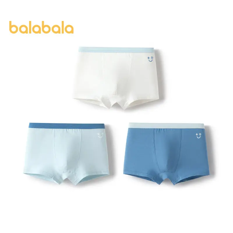 Balabala Boys' Underwear 2024 Cotton Square Medium And Large Size Children'S Baby Four Corner Shorts Skin Friendly Simple Three Pack.