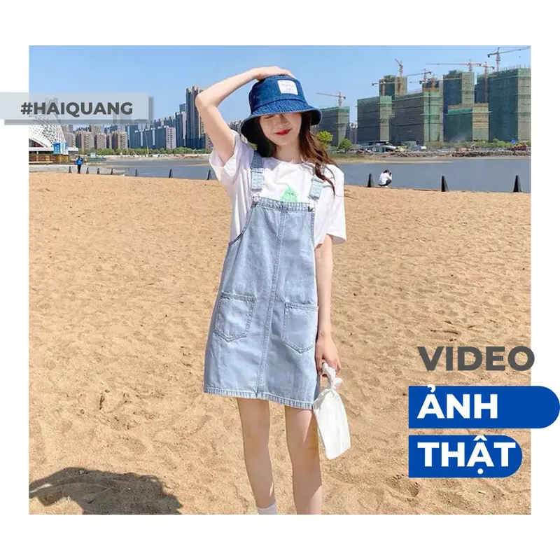 Váy Yếm Nữ Hai Dây Dáng Rộng Hottrend, Váy Jeans Bò Nhiều Màu Sắc Ulzzang Cực Dễ Phối Đồ BB JEANS Shop Kaki Women Denim Dress 4