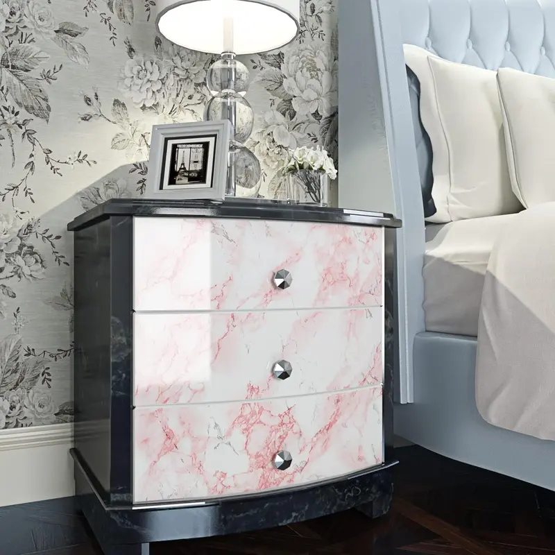 Marble Pattern Self-adhesive Wallpaper, 1 Roll Pink Waterproof Peel and Stick Wallpaper, Easy To Remove Wall Art Sticker for Kitchen Countertop and Cabinet Shelf Liner 4