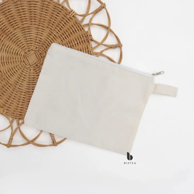 Pouch Blacu Resleting Broken White Tempat Pensil Dompet Tempat Makeup
