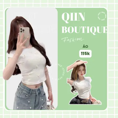 Áo thun croptop tay ngắn cổ tròn hoạ tiết gắn nơ, Áo thun tay lỡ kiểu dáng ôm người A89