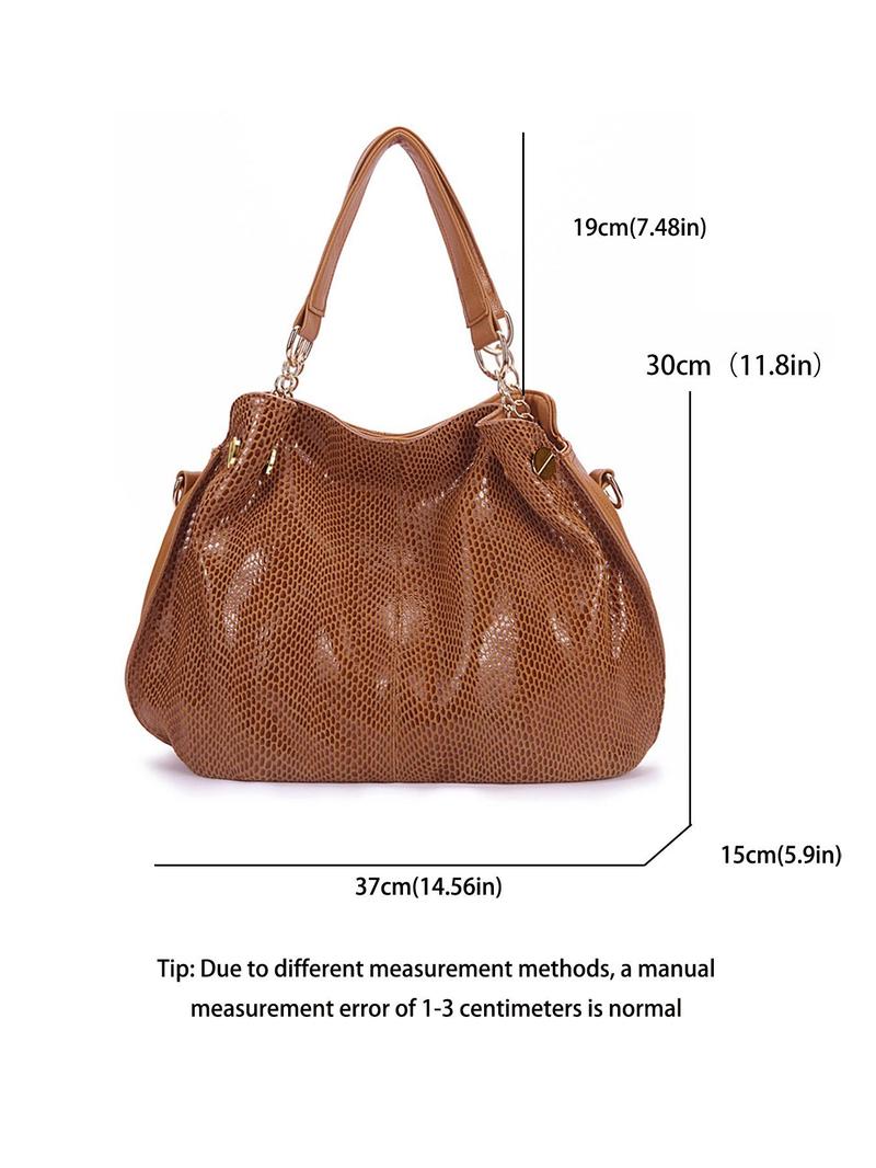 Product Introduction of Women's Business Genuine Leather Snakeskin Embossed Shoulder Bag, Casual Leather Large Capacity Tote Bag for Women, Trendy Versatile Commuting Bag for Daily Use 5
