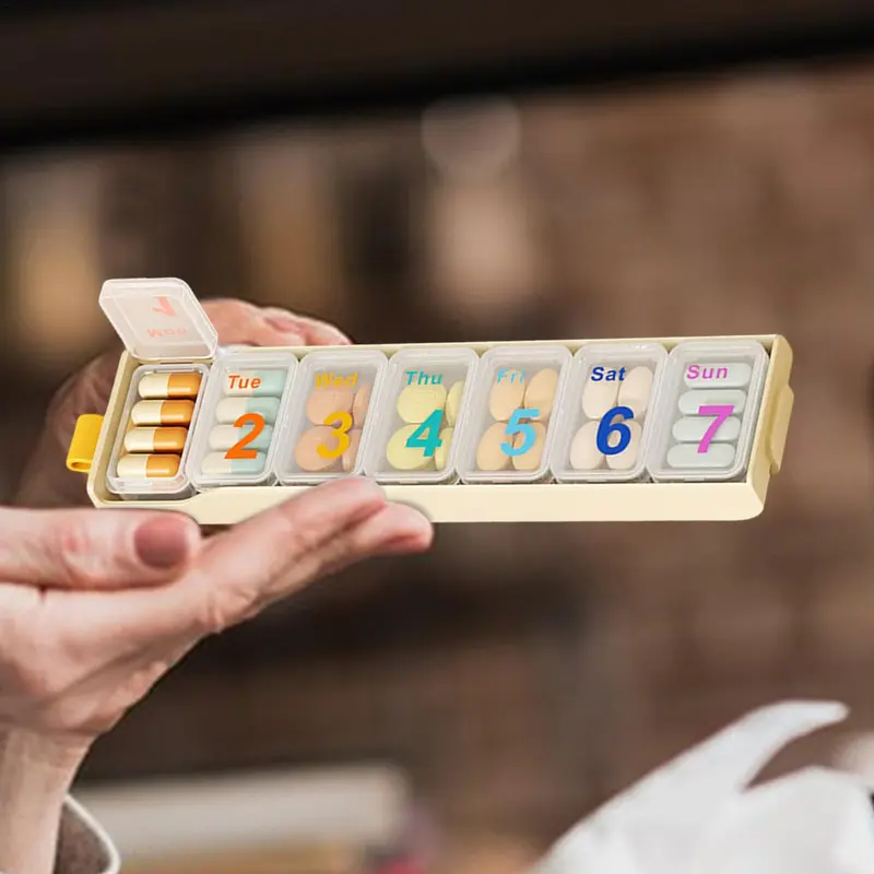 Portable Pill Storage Box, 1 Count Weekly Pill Organizer, Pill Storage Box for Home Office Travel, Home Organizer for Pill, Healthcare 5