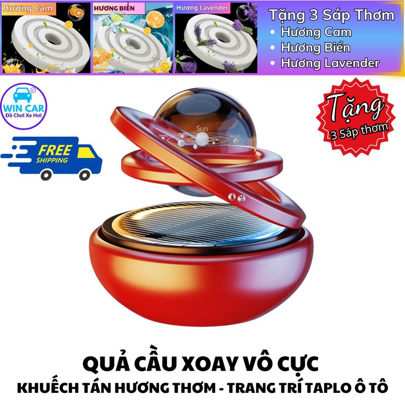 Tặng 3 sáp thơm Quả cầu xoay vô cực Bộ khuếch tán sáp thơm Ô Tô,trang trí nội Thất ô tô quay bằng năng lượng mặt trời