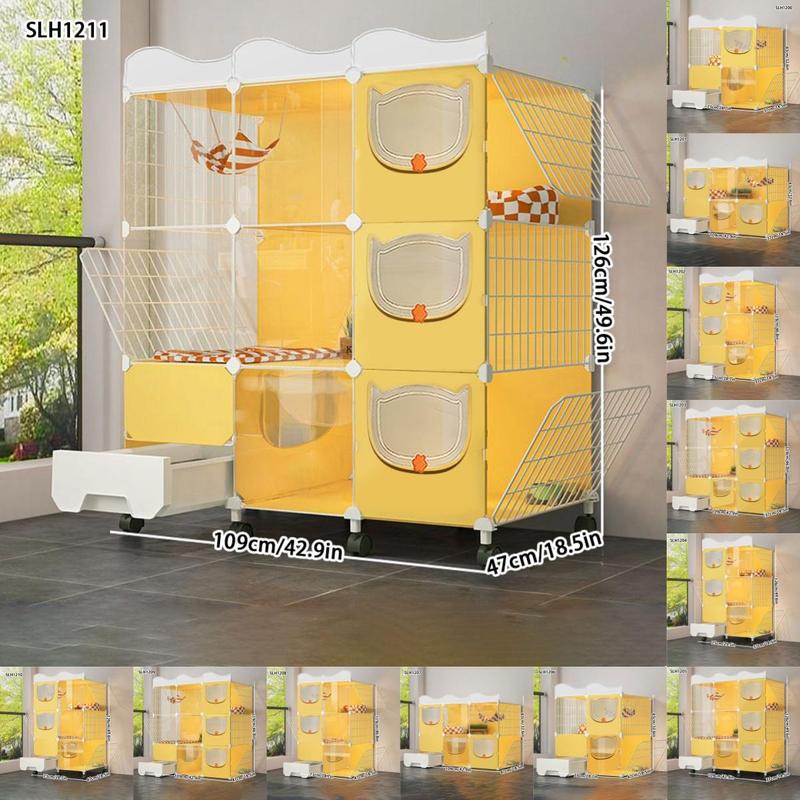 Product Introduction of Cat Kennels, 1 Count Large Capacity Cat Cage and Litter Box Integrated Cat Villa, Pet Supplies for Indoor Cats, Cat Furniture, Cat House, Pet Cage 1