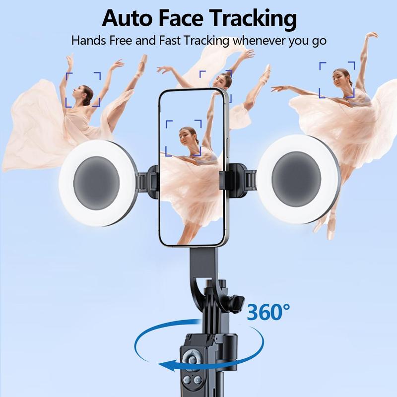 Auto Face Tracking Phone Holder, 360° Rotation Face Body Phone Tracking Tripod, Smart Shooting Camera Mount for Live Vlog Streaming Video, Selfie 8