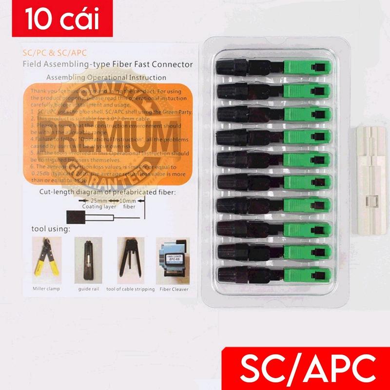 1 vỉ fast connect SC APC UPC 10 cái đầu nối quang đầu FC đầu fastconnect chất lượng cao