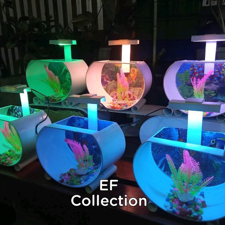 Akuarium Mini ikan hias Unik bergaransi full set dengan lampu 1