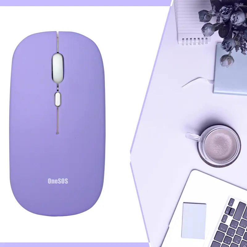 Mouse Wireless Bluetooth Mouse Silent Click Warna Macaron Baterai Ios Computer 2