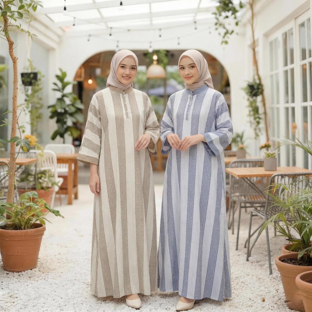 Asaya Gaun Gaya Elegan Kasual Lengan Panjang Dengan