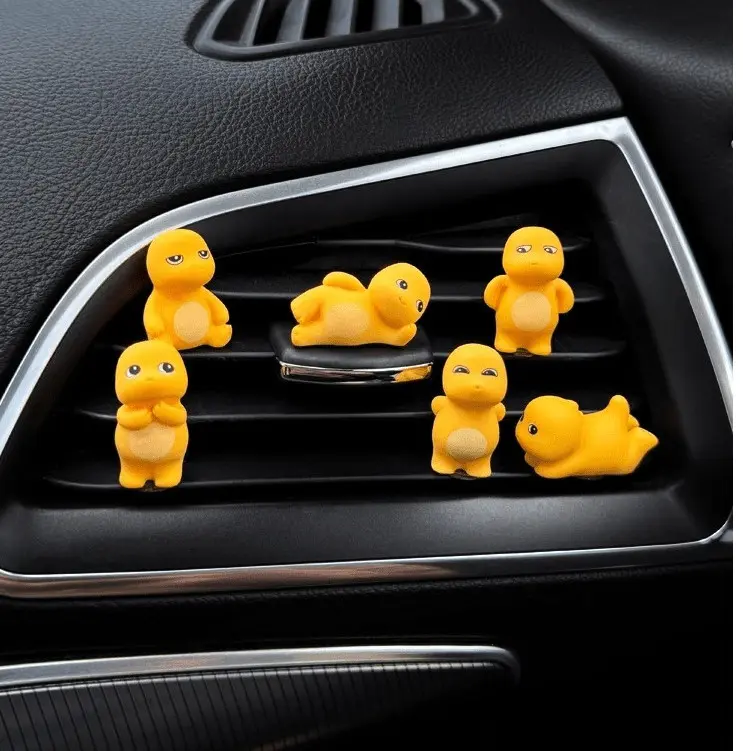 6pcs Mini Figure Nailong Dino Kuning/Dekorasi kartun/hiasan kamar tidur/hiasan mobil lucu nailong/Dekorasi Mobil Populer Lucu Dasbor Mobil Mainan 6
