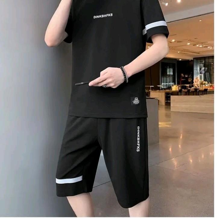  Đồ Bộ Đùi Nam Nữ Đều Mặc Được In Chữ Drink Chất Thun Mè Co Giãn Thoải Mái Có 4 Màu Đen  Trắng  Xám Và Vàng Quần Lưng Thun Có Dây Rút Áo 