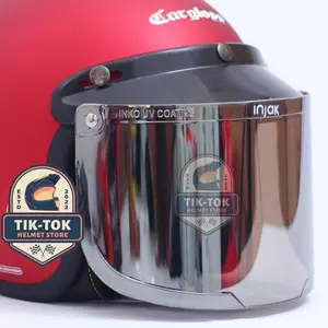 Injax Kaca Helm BOGO Flat Datar Anti Silau Tidak Blur Bahan Tidak Mudah Pecah untuk Segala Macam Helm BOGO Warna Hitam Silver Pelangi Blue Gold Visor Helm Motor Motorcycle
