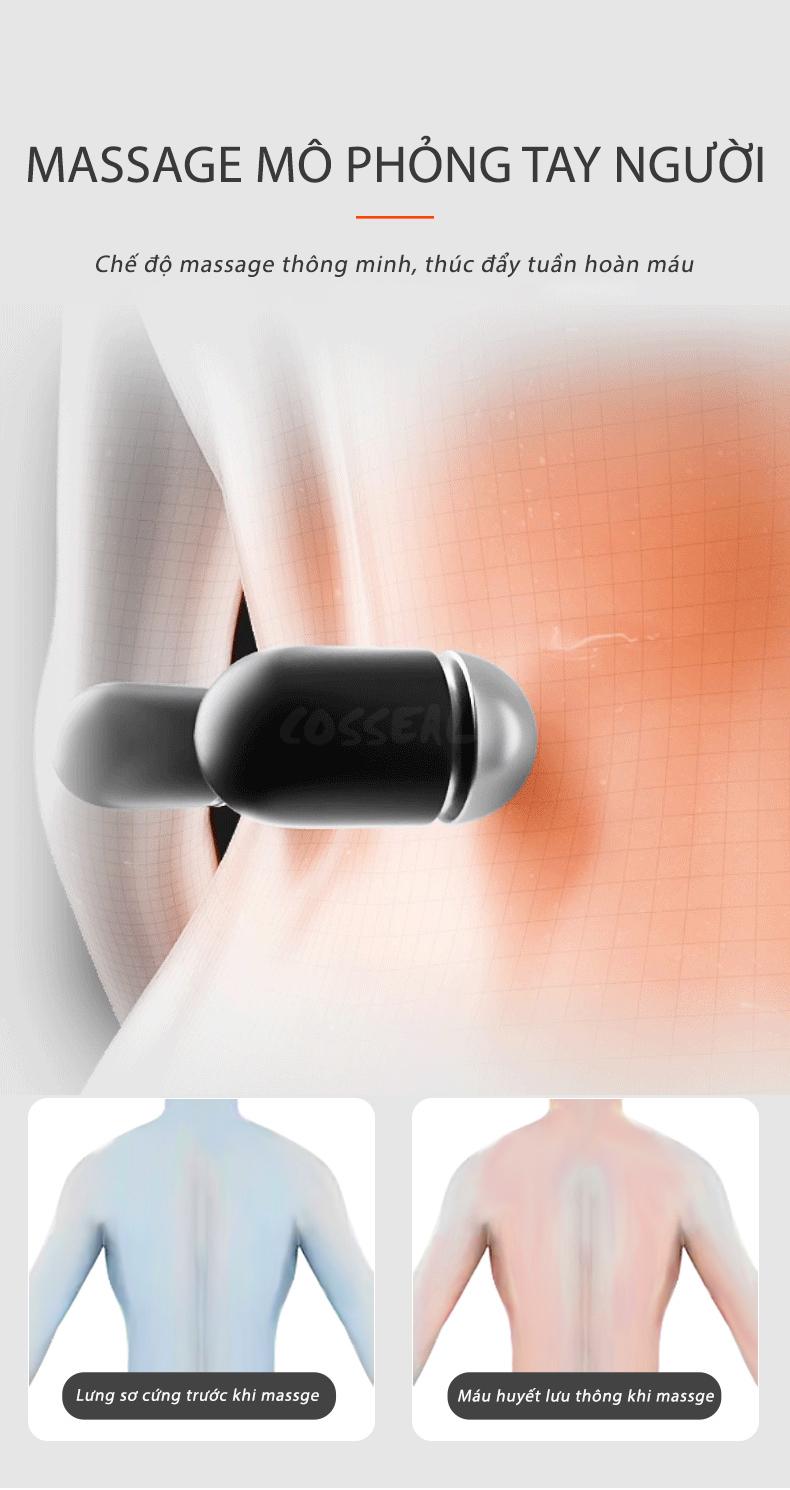 Product Introduction of Cosseal Gối Kê Lưng Massage Túi Khí Kéo Dãn, Tích Hợp Chườm Nóng Công Thái Học, Giảm Đau Cột Sống 9