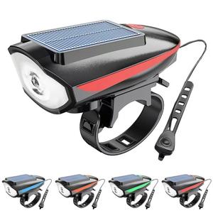 Solar Powered Bike Light, 1 Count Waterproof Bicycle Headlight with 120db Horn, High Brightness 80m Visible Floodlight Range USB Charging Bike Light