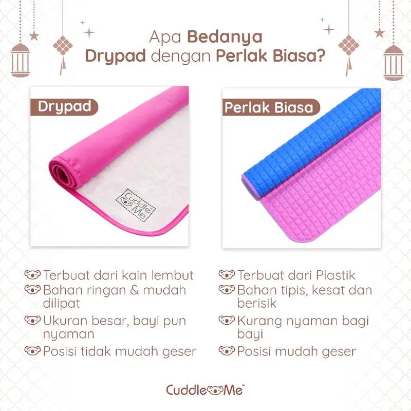 Perlak Bayi Drypad Cuddle Me Alas Ompol Bayi Newborn Alas waterproof bayi Tidur 2