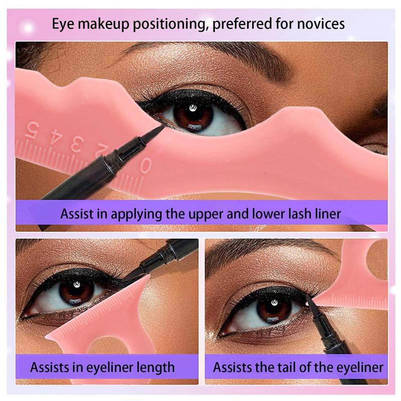 2pcs Multi-function Eyeliner & Lip Liner Stencil, Reusable Silicone Lip Liner Template, Professional Makeup Auxiliary Tools for Women 2