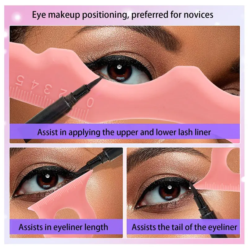 2pcs Multi-function Eyeliner & Lip Liner Stencil, Reusable Silicone Lip Liner Template, Professional Makeup Auxiliary Tools for Women 2