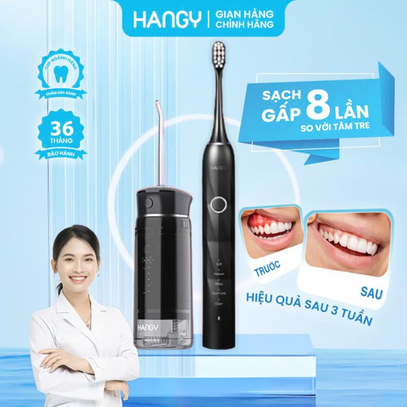 [COMBO TIẾT KIỆM] Máy tăm nước gấp gọn Hangy HM23 và Bàn chải điện HANGY HY23PRO công nghệ sóng âm thông minh