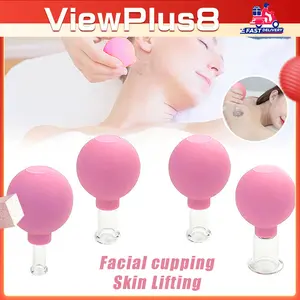 4Pcs/Set Alat Pijat Terapi Bekam Wajah Facial Vacuum Cup Face Cupping Skin Lifting Anti Kendor
